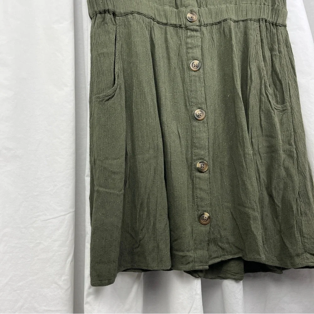 American Eagle Khaki Green Fit and Flare Dress Size Large - Picture 3 of 6